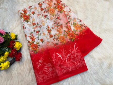 অরজিনাল রূপসী শাড়ি ( সাদা লাল )